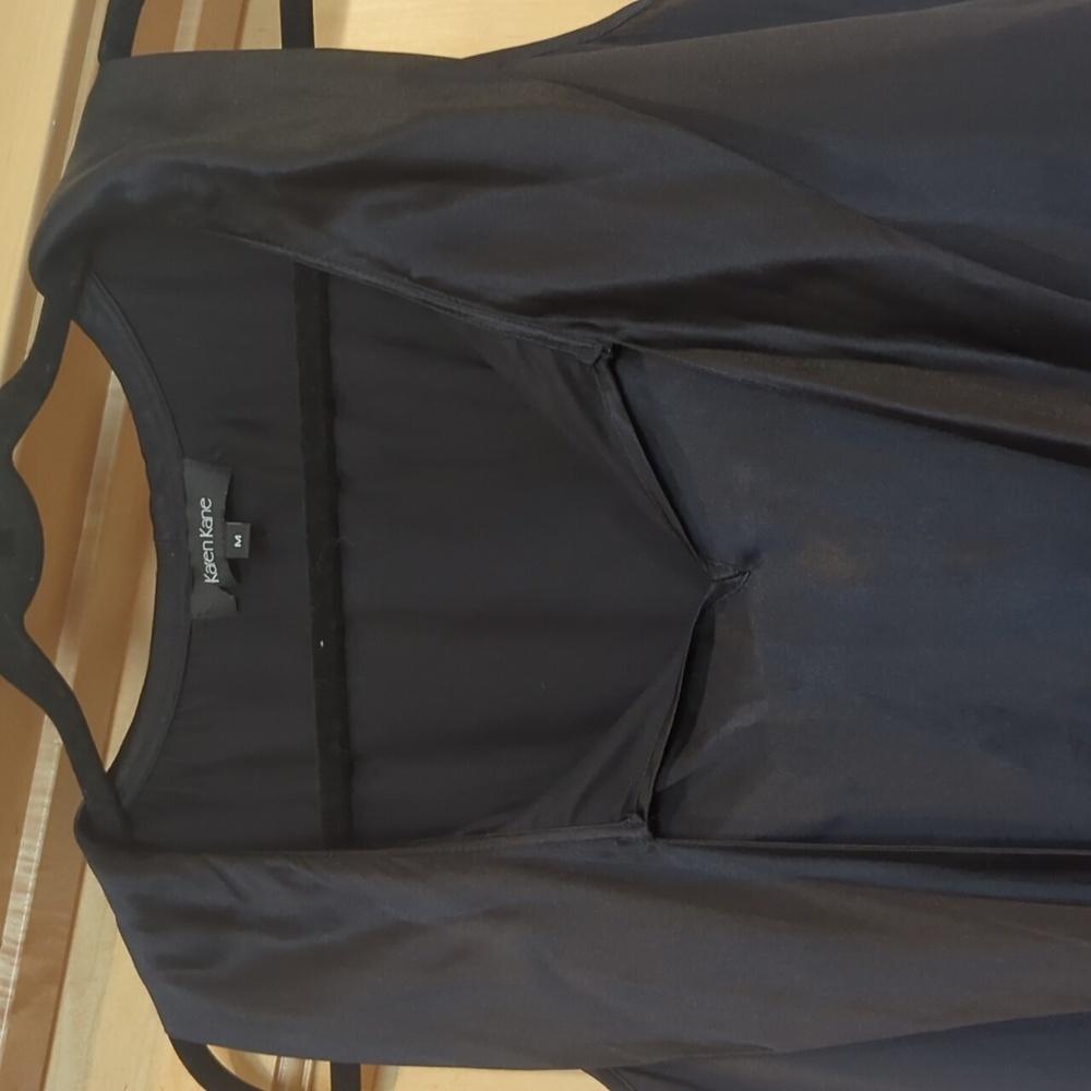 Karen Kane black blouse with tie front - Picture 3 of 4